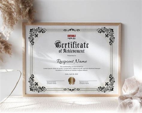 Certificate Of Achievement Printable Achievement Award Etsy