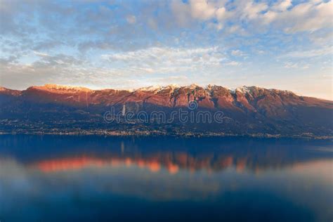View Of Monte Baldo Mountain Italian Alps Colored By The Rays Of The