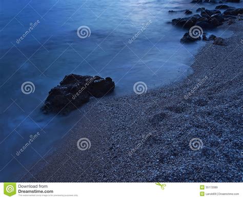 Pebbles Beach At Misty Sea Stock Image Image Of Black 35172089