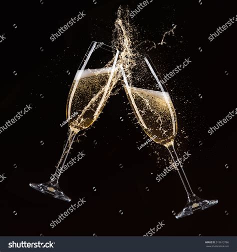 2 702 Two Champagne Glasses Splash Isolated Images Stock Photos
