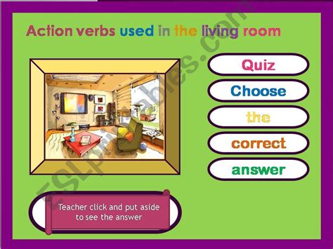 ESL English PowerPoints The Living Room Action Verbs Used In The