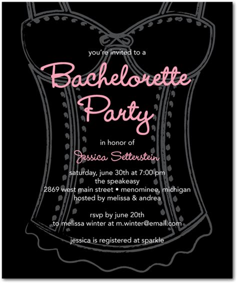 Classy Corsetblack Bachelorette Invitations Bachelorette Party Invitations Wedding