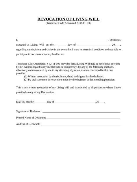 Revocation Living Will Form Fill Out And Sign Printable Pdf Template