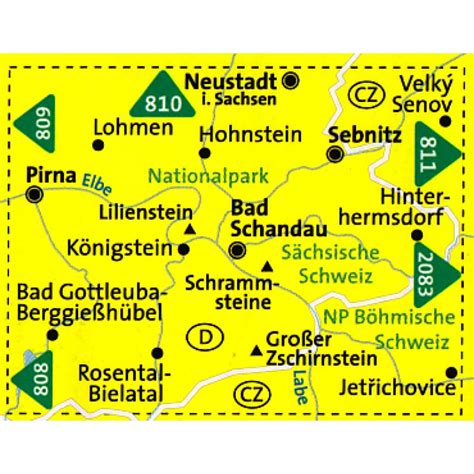 Wanderkarte Elbsandsteingebirge Kompass Verlag Landkartenschroppde