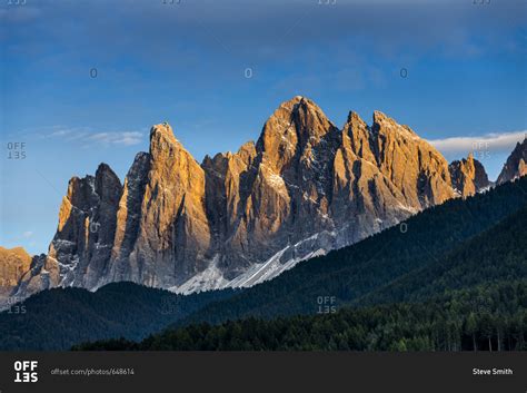 Rugged Peaks Of The Dolomite Mountains In Northern Italy Stock Photo