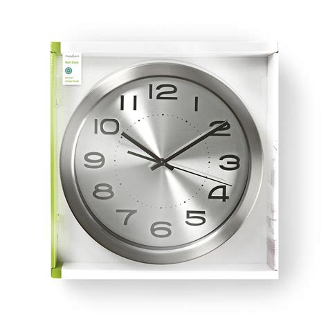 Wall Clock Diameter 300 Mm Stainless Steel Silver