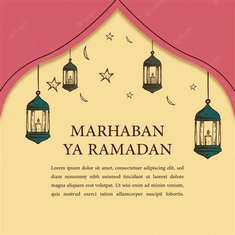 Premium Vector Hand Drawn Marhaban Ya Ramadan Illustration Concept