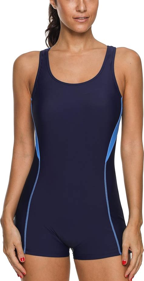 Amazon Com CharmLeaks Womens Boyleg One Piece Swimsuit Athletic Swimwear Lap Bathing Suit Clothing