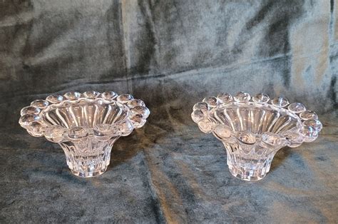 Vintage Anchor Hocking Pair Of Berwick Boopie Glass Candle Holders Etsy