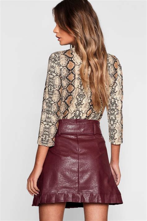 belted pu frill hem faux leather mini skirt boohoo mini skirts skirt fashion faux leather