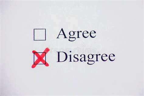 Agree Disagree Check Boxes On White Sheet Tick On Agree Stock Image