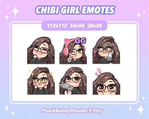 Cute Chibi Girl Twitch Discord Emote Pack Set 2 Gaming Etsy UK