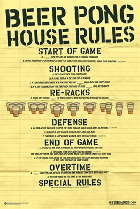 beer pong house rules college poster 60x90 cm inch uk kitchen and home