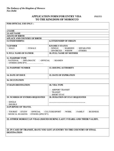 Morocco Visa Application Form Pdf Fill Out And Sign Online Dochub