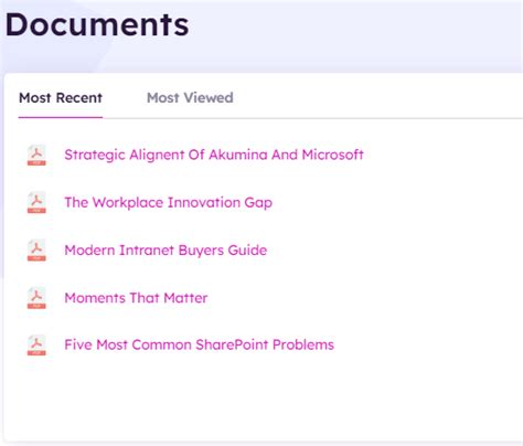 Documents Summary List Widget Akumina Community