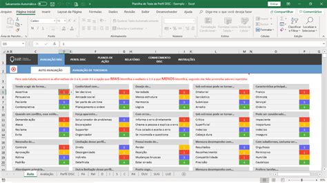 Planilha De Teste De Perfil Disc Em Excel Planilhas Prontas