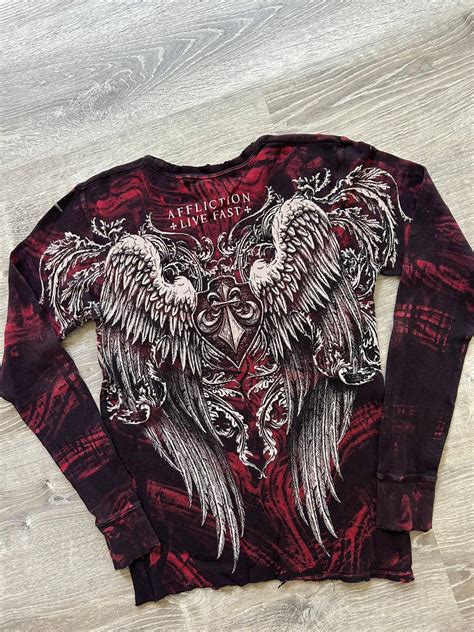Affliction Red Affliction Wings Thermal Longsleeve Shirt Grailed