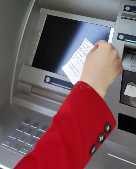 Taking Atm Deposit Slip Stock Photo Image Of Dollar Billion 9120482