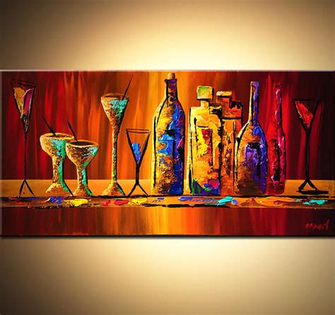 Bottles Abstract Print Abstract Painting Wine Bottles Wall Etsy