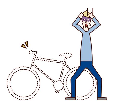 自転車を盗まれた人（男性）のイラスト フリーイラスト素材集 Kukukeke