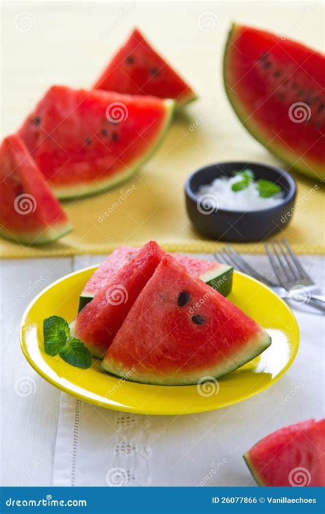 Watermelon With Salt Stock Photo Image Of Summer Watermelon 26077866