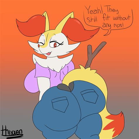 Rule 34 Ass Cleavage Big Ass Big Breasts Braixen Breasts Bubble Butt