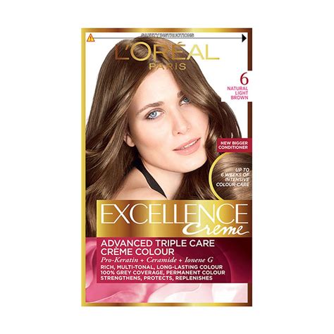 There are cool shades, like ash and pearl light brown, neutral shades, and warm shades like golden and copper light brown. Buy L'Oreal Paris Excellence Creme 6 Natural Light Brown ...