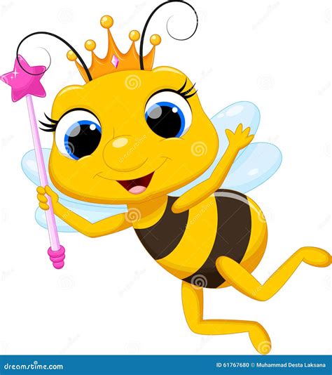 Cute Queen Bee Cartoon Stock Illustration Illustration Of Happy 61767680