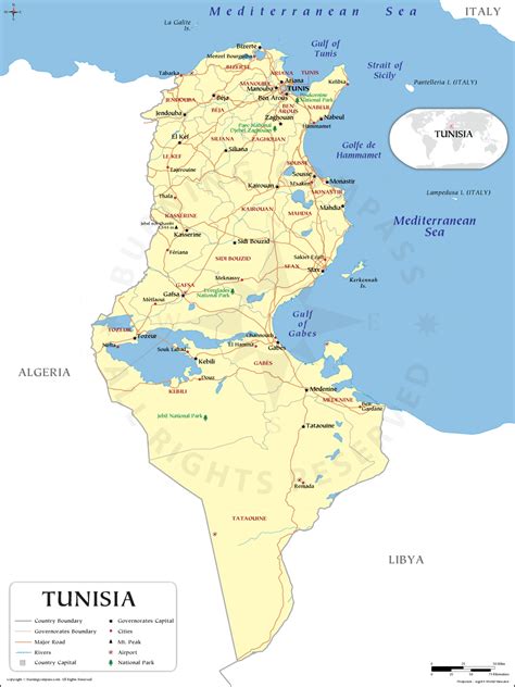 Académico Departamento Boquilla Tunisie Map Jerarquía Florecer Estropeado