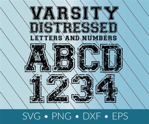 Varsity Distressed Font Alphabet Numbers Download Svg Png Etsy