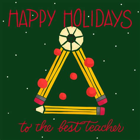 Happy Holidays Teacher Pencil Christmas Tree Boomf