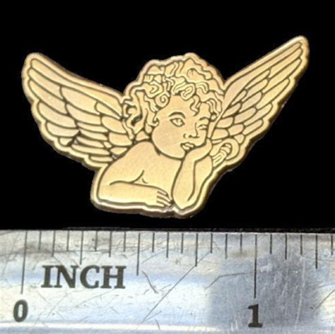 Angel Lapel Pin Elegant Golden Winged Cherub Heavenly Protectors Of