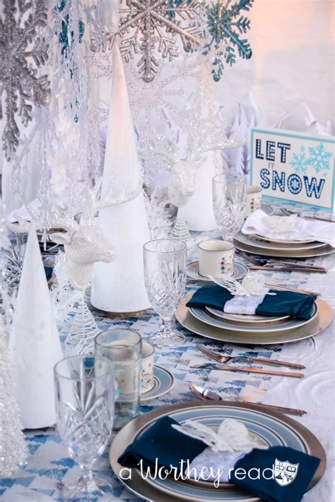 Blue And White Winter Wonderland Tablescape