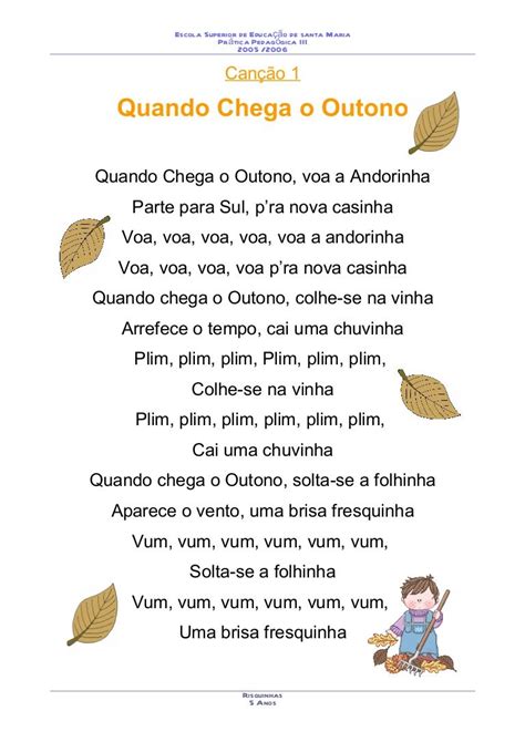 Title Slide Of Canção 1 Quando Chega O Outono Letras De Musicas Infantis Outono Outono Infantil