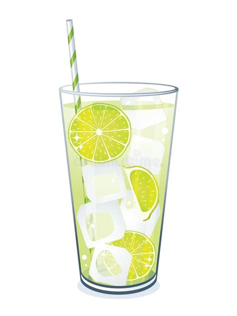 Glass Of Lime Juice Isolated On White Background Stock Vector
