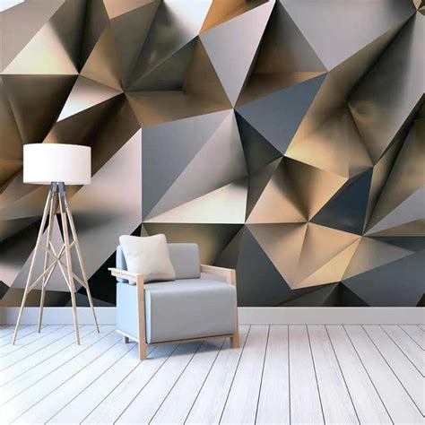 Photo Wallpaper Modern Abstract Golden Geometric Murals Living Room