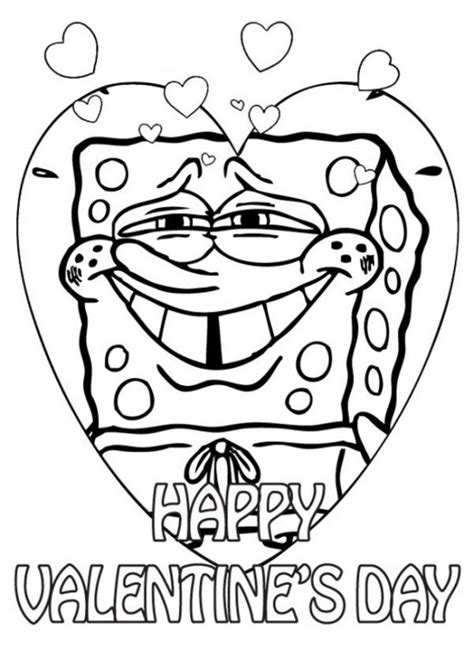 Spongebob Valentine Coloring Page | Love coloring pages, Valentines day