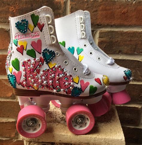 Custom Painted Roller Skates Oldskool Skates Personalized Hearts