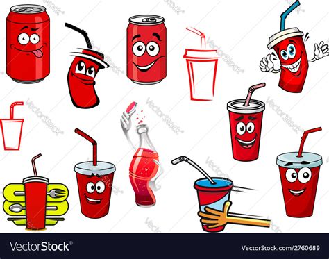 Cartoon Cola And Soda Drinks Royalty Free Vector Image