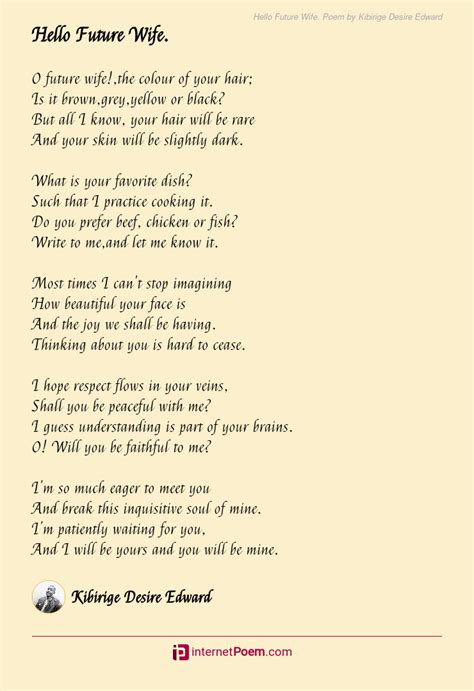 Hello Future Wife Poem By Kibirige Desire Edward