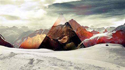 Triangle Snow Abstract Mountains Sky Wallpaper 2560x1440 50472