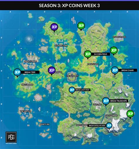 All xp coins locations in fortnite season 4 chapter 2 (week 7)thanks to , for helping find some locationsfortnite events !and brite news @twitter also there. Fortnite Season 3 XP Coin Locations - Maps for All Weeks ...