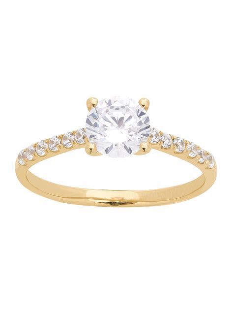 Brilliance Fine Jewelry 10k Yellow Gold Solitaire Ring W6mm Simulated