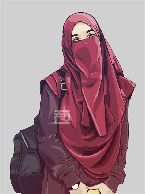 Vector Hijab Niqab Ahmadfu Islamic Cartoon Hijab Cartoon Girls Cartoon Art