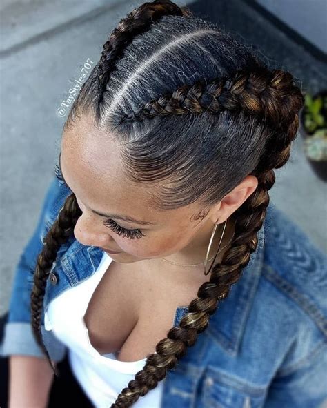 Weave Two French Braids Black Hairstyles Goimages I