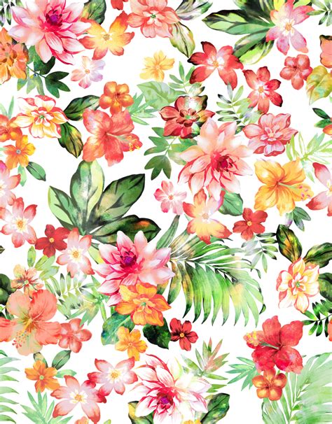 Flower Pattern Tropical Color Art Floral Prints Pattern Motif