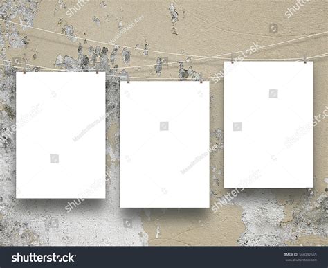 Three Empty Paper Sheets Hanged By Stock Photo Shutterstock