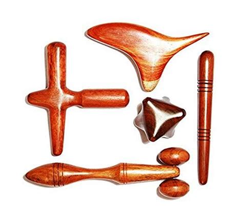 Set 5 Pcs Reflexology Thai Massage Wooden Stick Hand And Foot Massage Tool Massager Red Wood