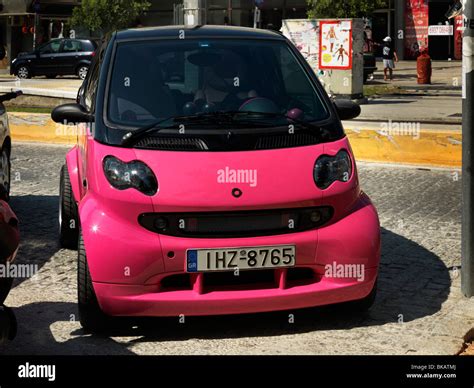 Pink Smart Car Glyfada Athens Greece Stock Photo Alamy