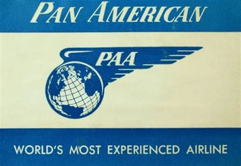 1940s 50s Pan American Paa Most Experienced Luggage Label Vintage